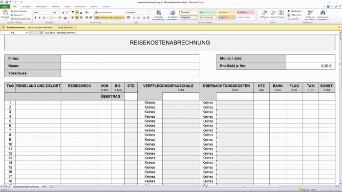 Foto: Reisekostenabrechnung
