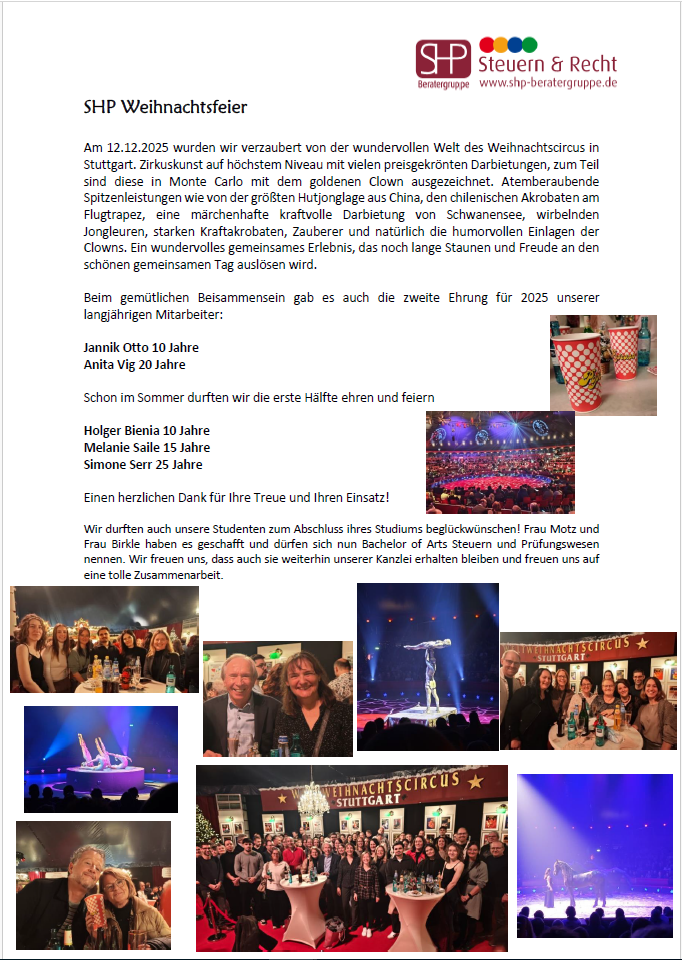 Foto: ©Scharf • Hafner & Partner mbB - SHP Weihnachtsfeier