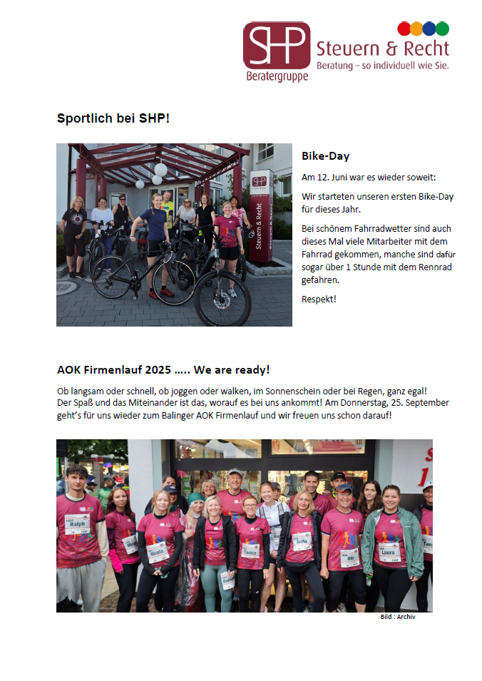 Foto: ©Scharf • Hafner & Partner mbB - Sportlich sportlich!