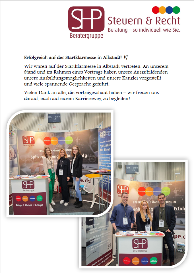 Foto: ©Scharf • Hafner & Partner mbB - Erfolgreich auf der Startklarmesse in Albstadt! ✨