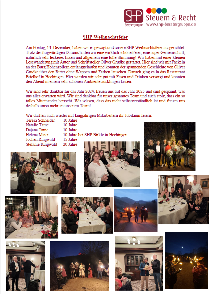 Foto: ©Scharf • Hafner & Partner mbB - SHP Weihnachtsfeier