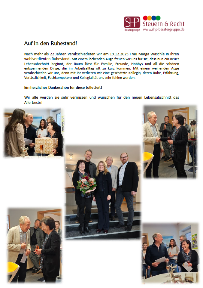Foto: ©Scharf • Hafner & Partner mbB - Auf in den Ruhestand!