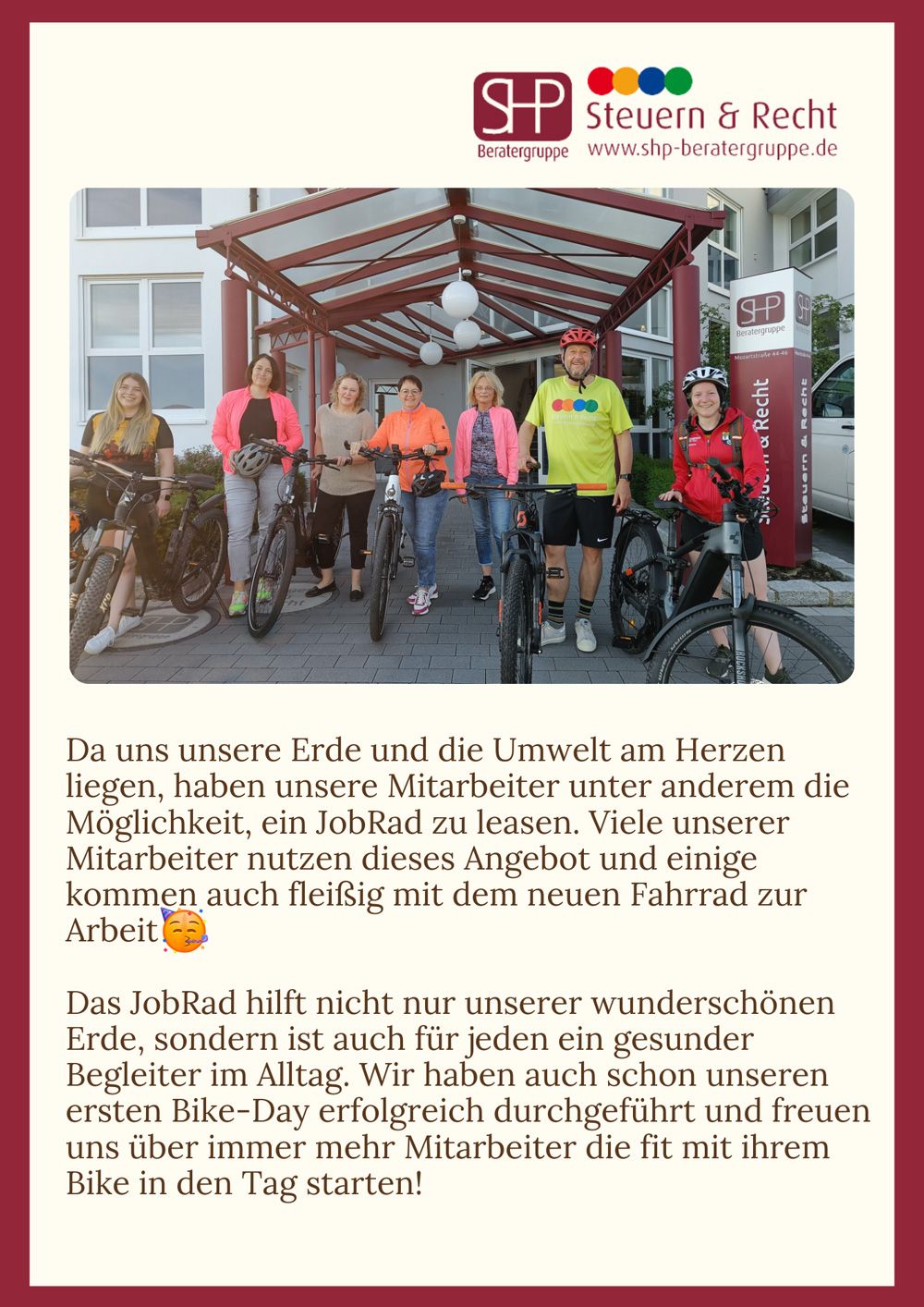Foto: ©Scharf • Hafner & Partner mbB - Wir sind mit dem JobRad unterwegs!
